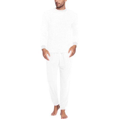 WHITE Men's All Over Print Pajama Set with Custom Cuff