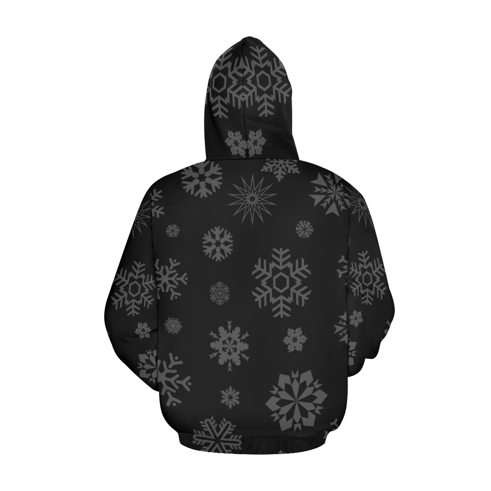Gray Snowflakes Snowfall Winter Pattern All Over Print Hoodie for Women (USA Size) (Model H13)