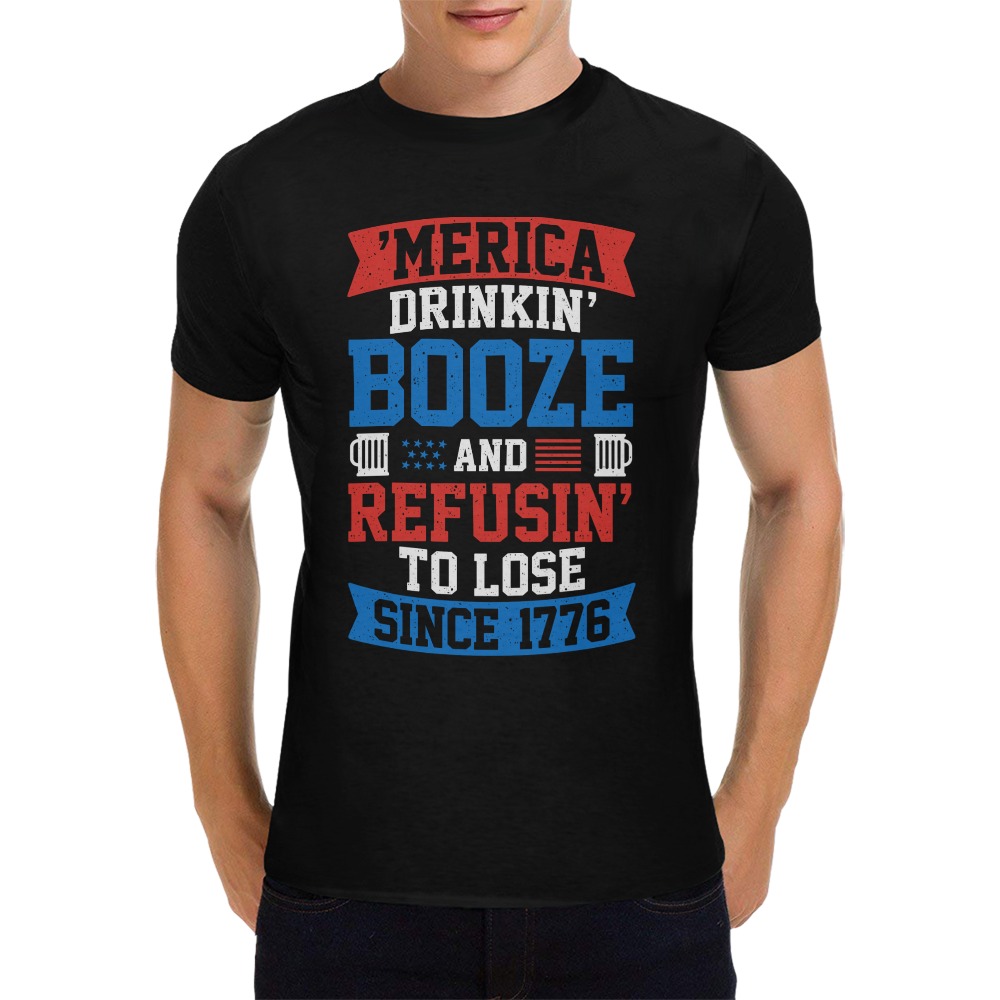 America Drinking Booze Since 1776 Men's T-Shirt in USA Size (Front Printing Only)