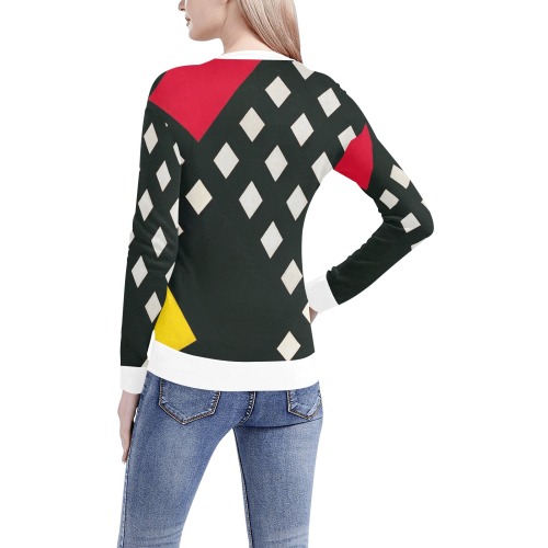 Counter-composition XV by Theo van Doesburg- Women's All Over Print V-Neck Sweater (Model H48)