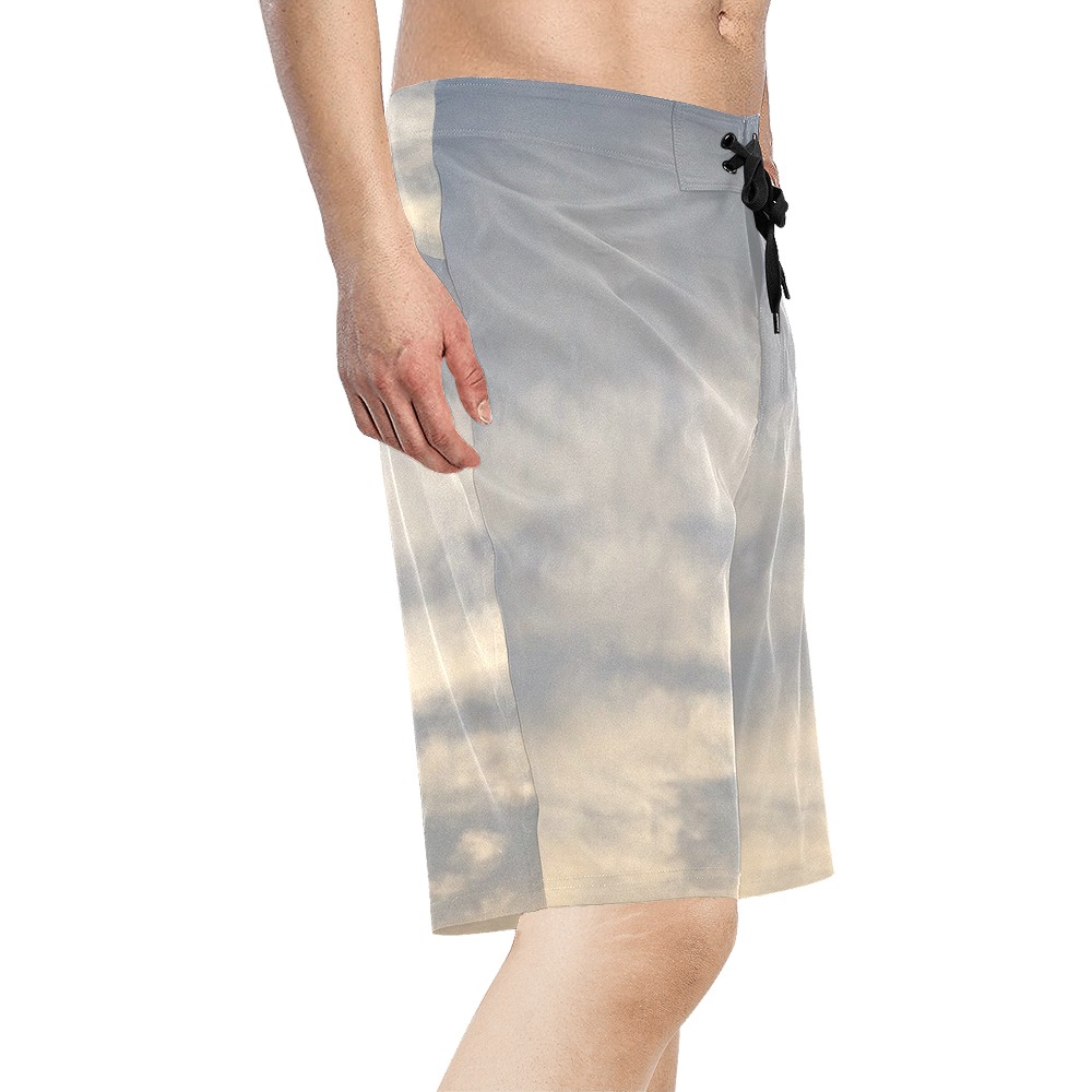 Rippled Cloud Collection Men's All Over Print Board Shorts (Model L16)