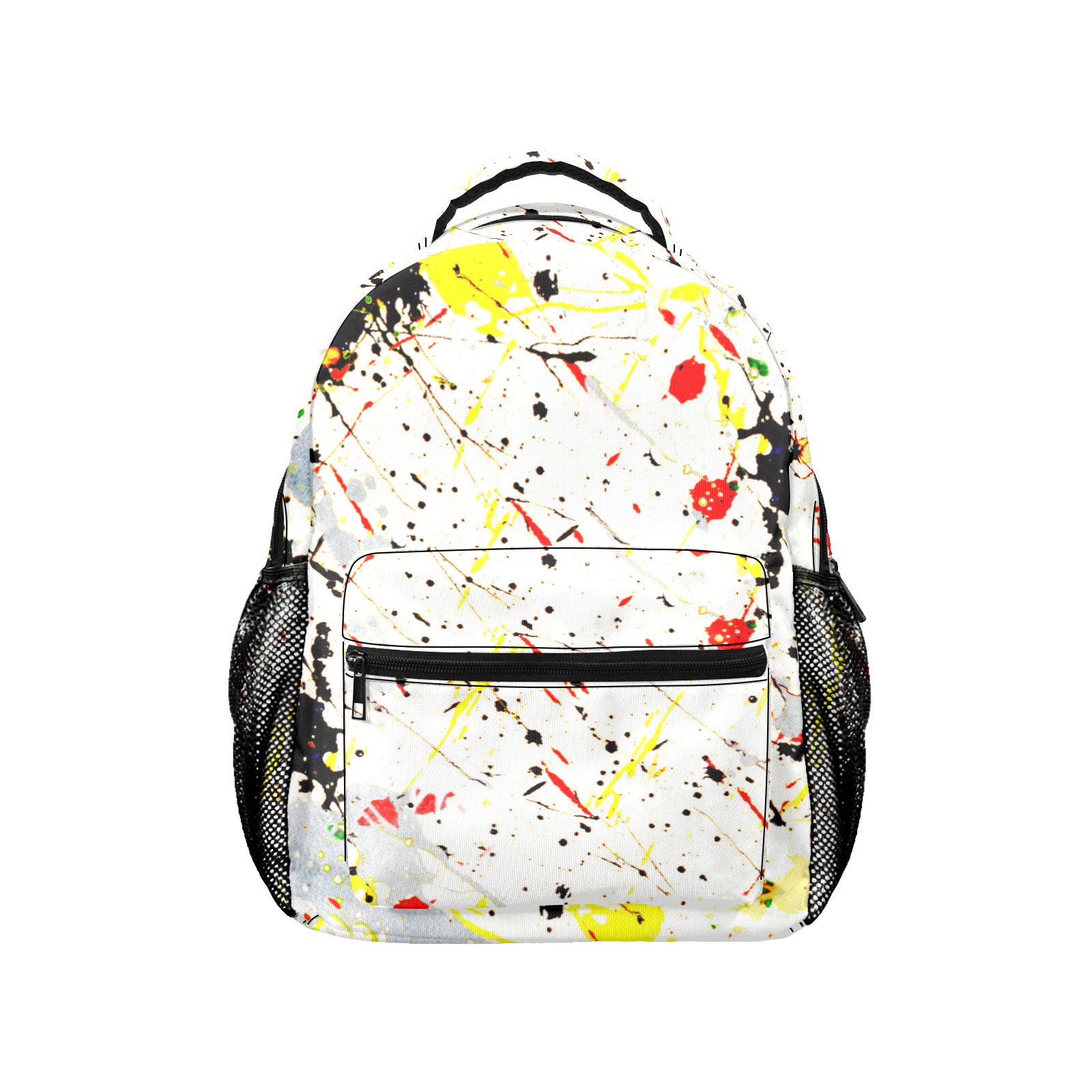 Yellow & Black Paint Splatter 17-inch Casual Backpack