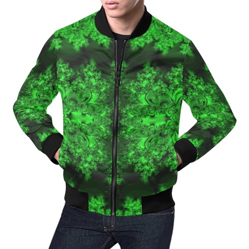 Frost on the Evergreens Fractal All Over Print Bomber Jacket for Men (Model H19)