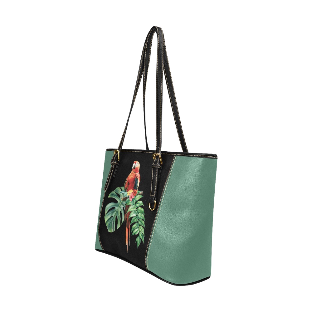 ScarletMacaw Leather tote Leather Tote Bag/Large (Model 1640)