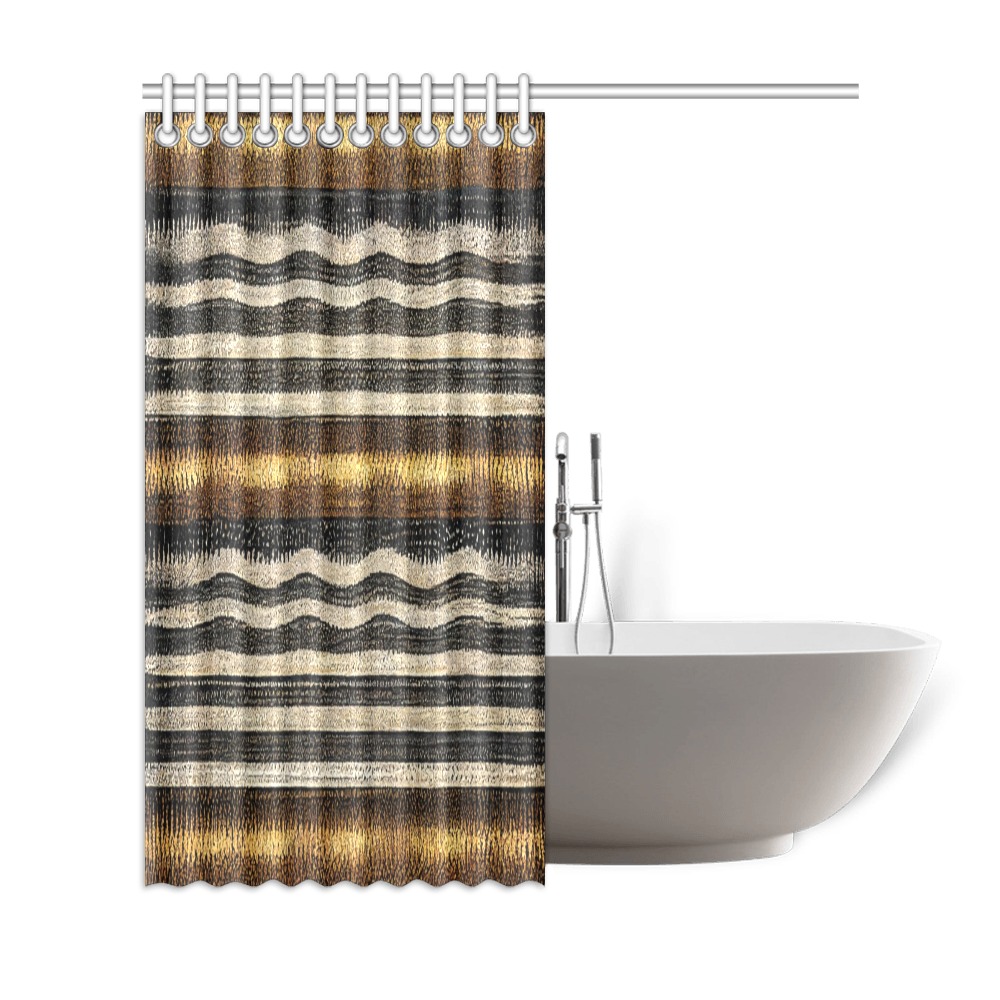 gold, silver and black striped pattern Shower Curtain 69"x72"