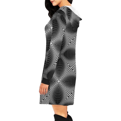 Illusion All Over Print Hoodie Mini Dress (Model H27)