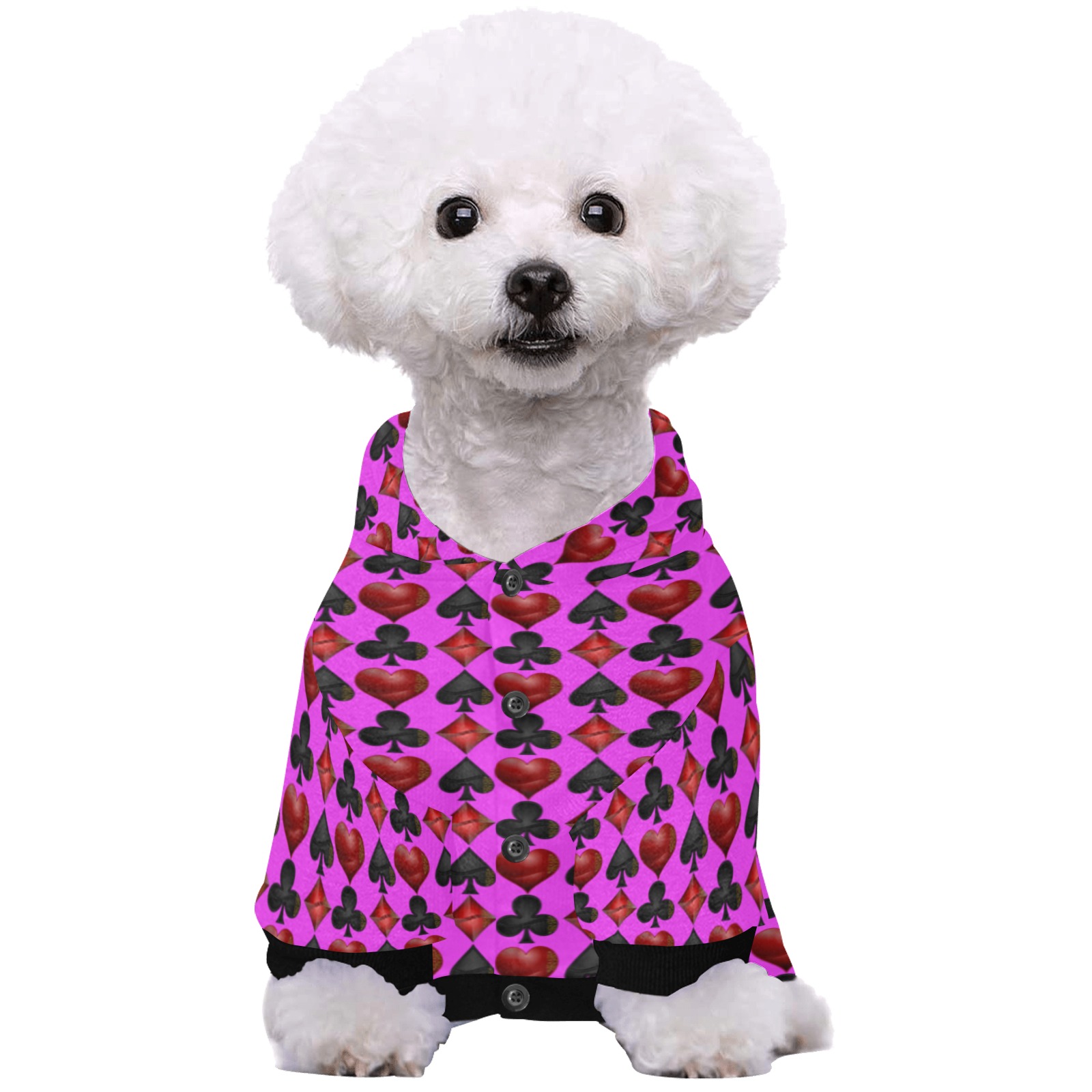 Las Vegas Poker Card Shapes - Pink Pet Dog Hoodie