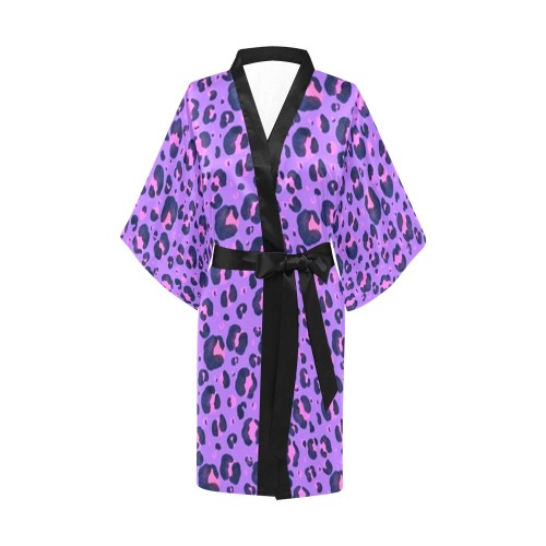 Pink and Purple Animal Print Kimono Robe