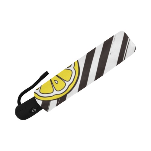lemon black white stripe Auto-Foldable Umbrella (Model U04)