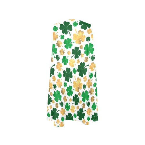 St Patrick's Day - Gold and Green (7) Sleeveless A-Line Pocket Dress (Model D57)