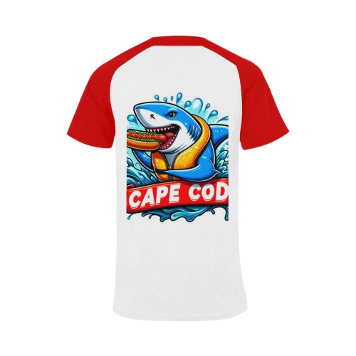 CAPE COD-GREAT WHITE EATING HOT DOG 3 Men's Raglan T-shirt (USA Size) (Model T11)