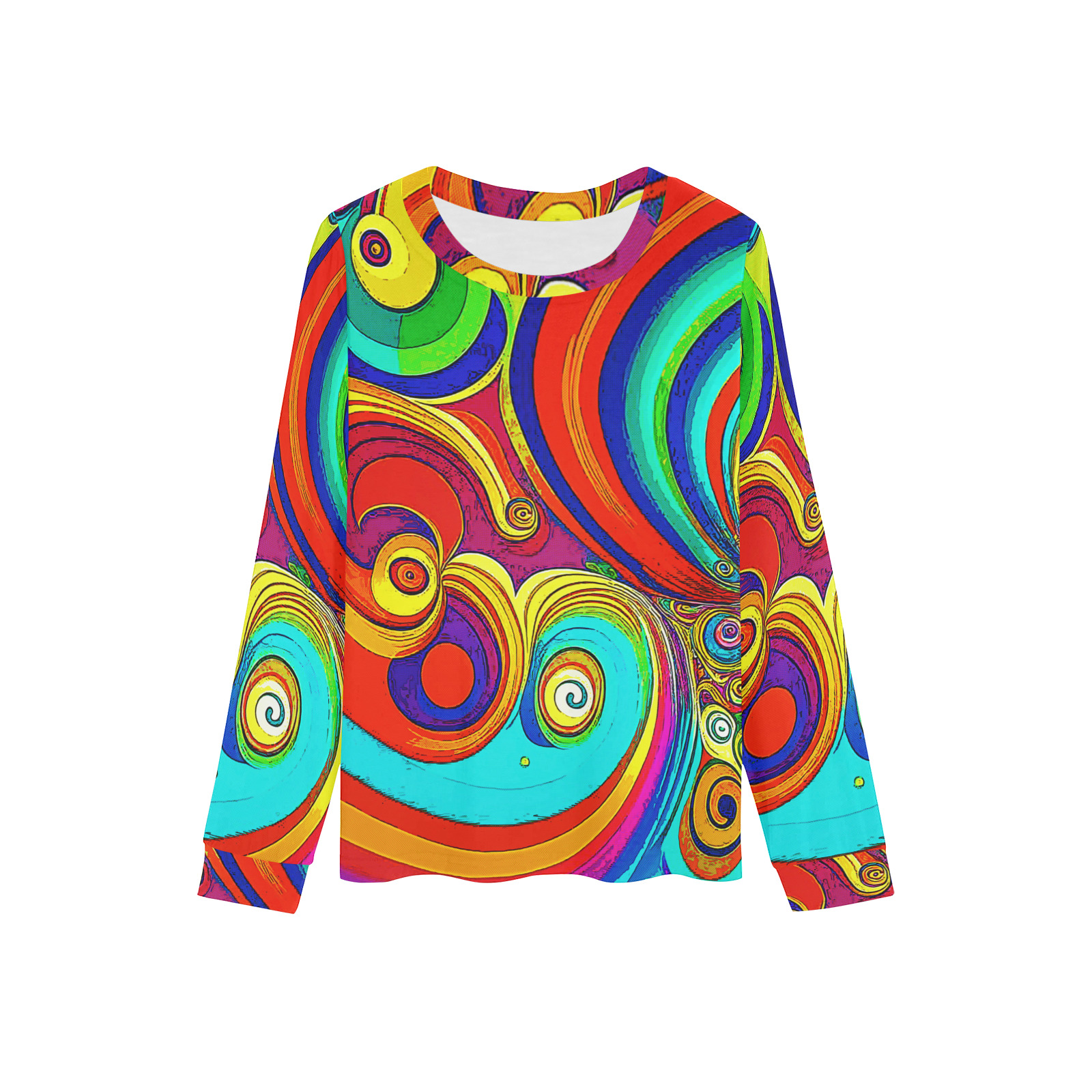Colorful Groovy Rainbow Swirls Kids' All Over Print Pajama Top