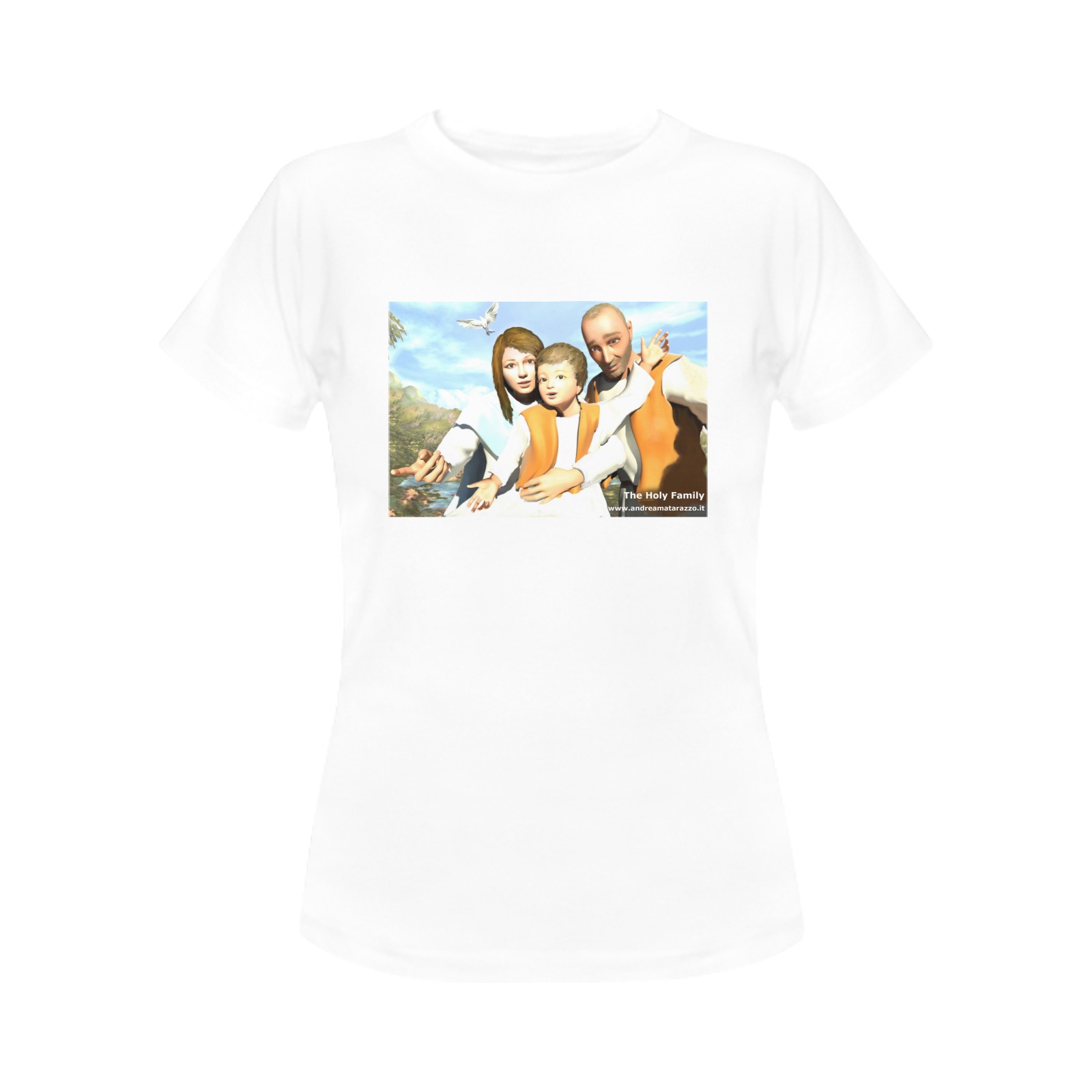 The Holy Family ( St. Mary, Jesus Child, St. Joseph ) Women's T-Shirt in USA Size (Front Printing Only)