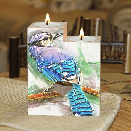 bird2 Wooden Candle Holder (Without Candle)