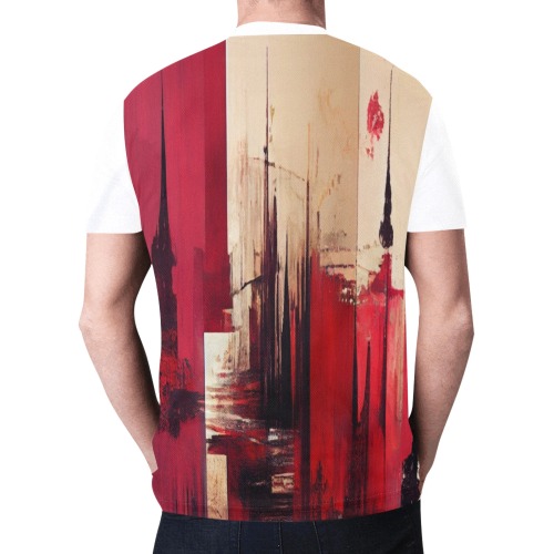 graffiti buildings red and cream 1 New All Over Print T-shirt for Men (Model T45)