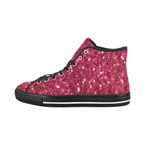 Magenta dark pink red faux sparkles glitter Vancouver H Men's Canvas Shoes (1013-1)