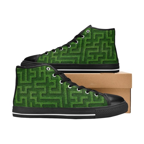 Green Maze Women's Classic High Top Canvas Shoes (Model 017)