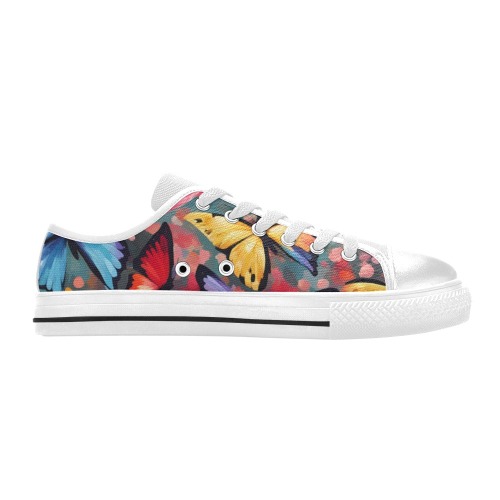 Pattern of red, yellow, blue, pink butterflies Women's Classic Canvas Shoes (Model 018)