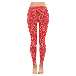 Bandana Squares Pattern Women's Low Rise Leggings (Invisible Stitch) (Model L05)