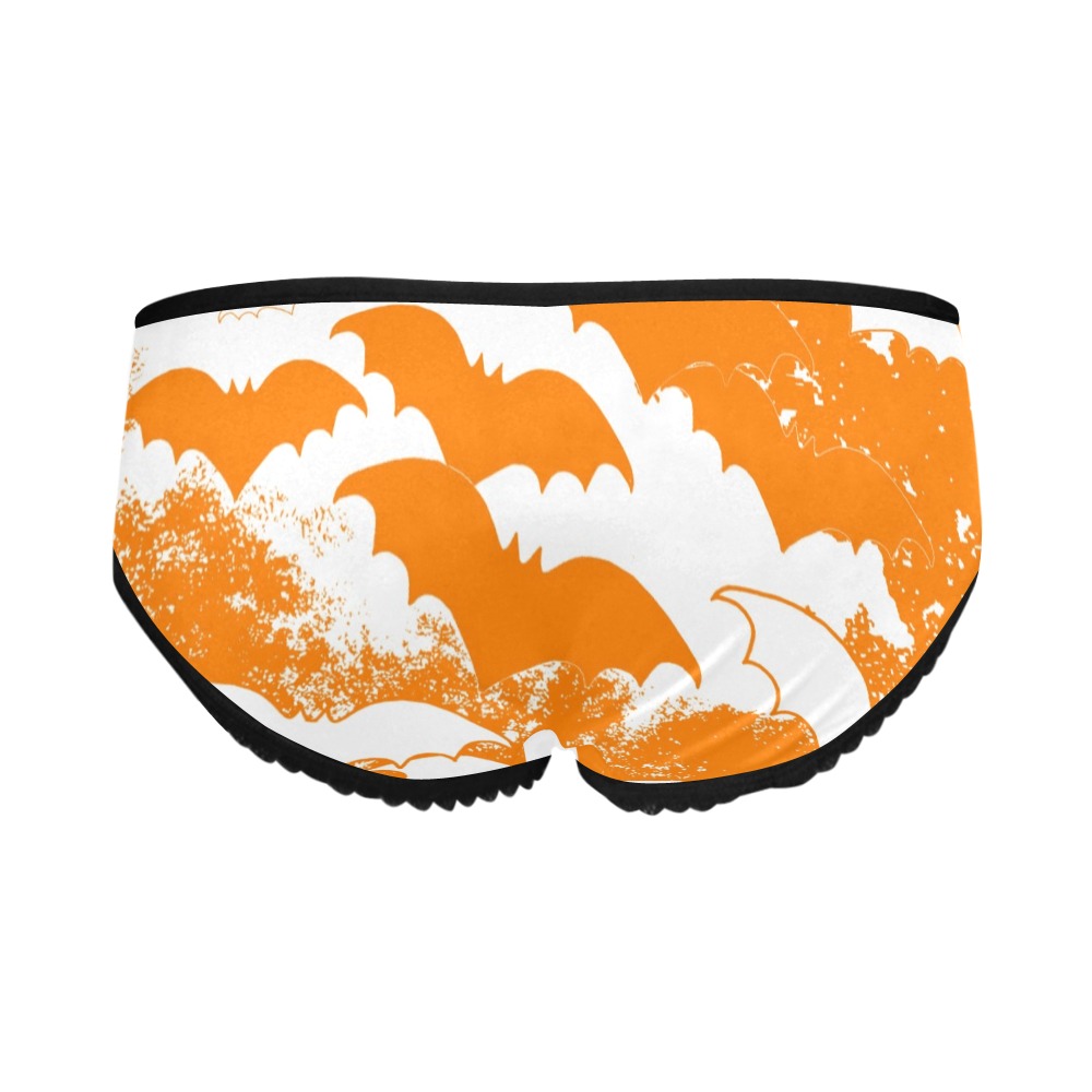 White Bats In Flight Orange Women's All Over Print Classic Briefs (Model L13)
