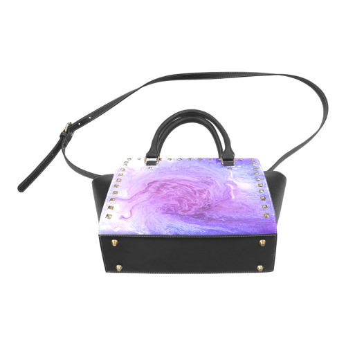 Purple Pour Purse Rivet Shoulder Handbag (Model 1645)