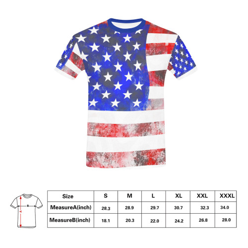 Extreme Grunge American Flag of the USA All Over Print T-Shirt for Men (USA Size) (Model T40)