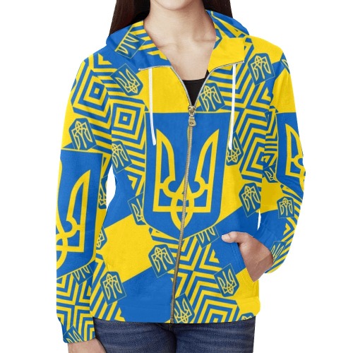 UKRAINE 2 All Over Print Full Zip Hoodie for Women (Model H14)