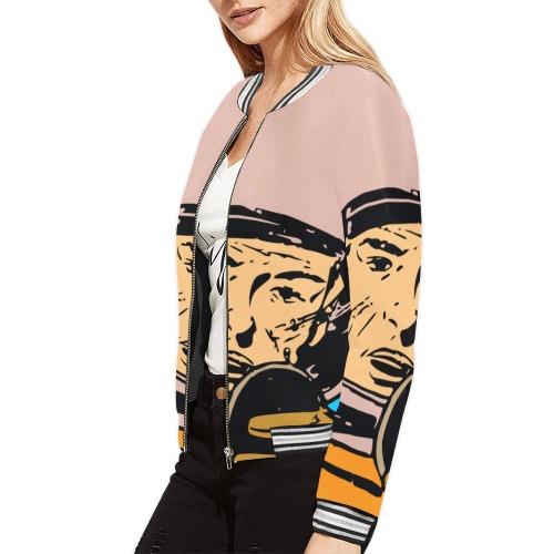 astronaut All Over Print Bomber Jacket for Women (Model H21)