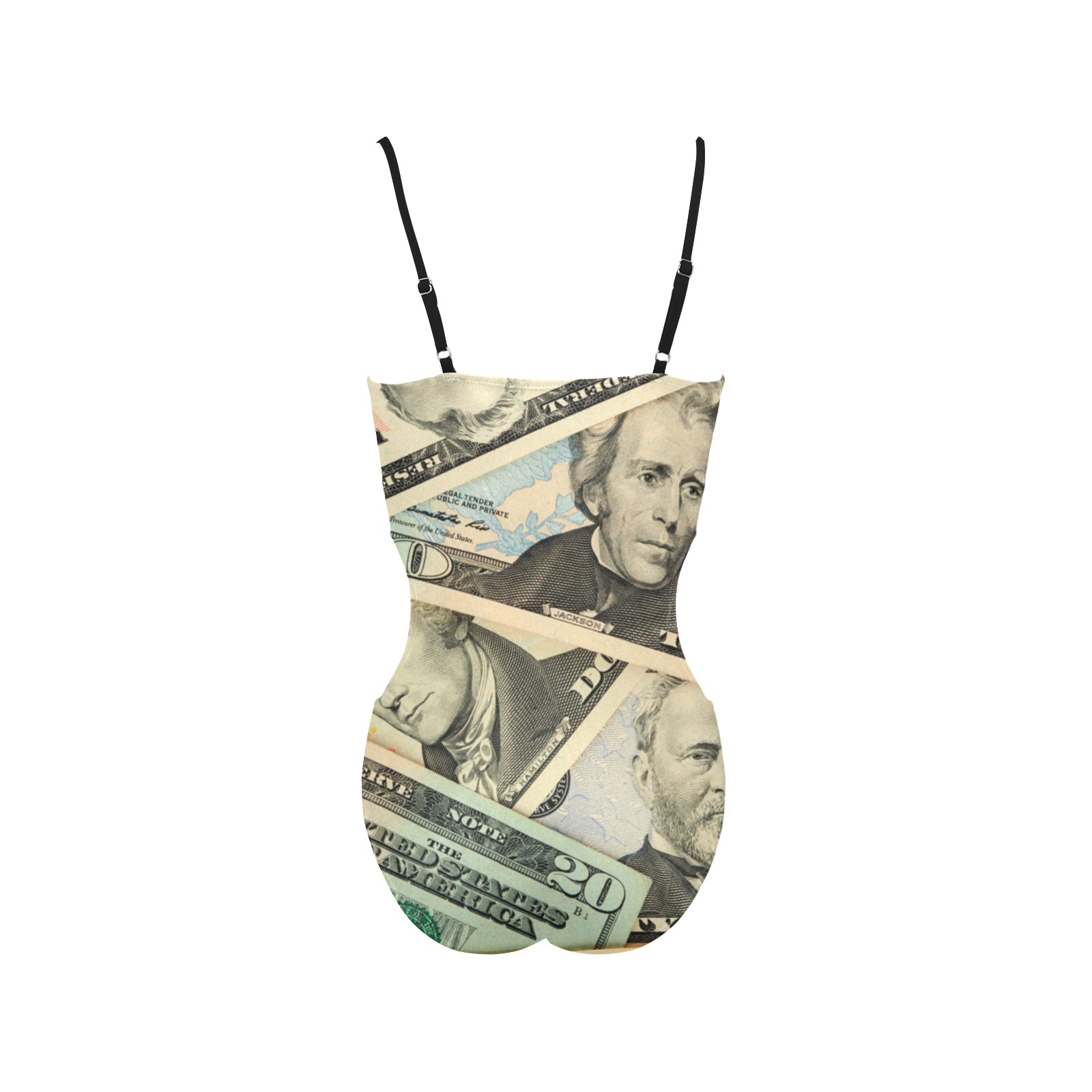 US PAPER CURRENCY Spaghetti Strap Cut Out Sides Swimsuit (Model S28)