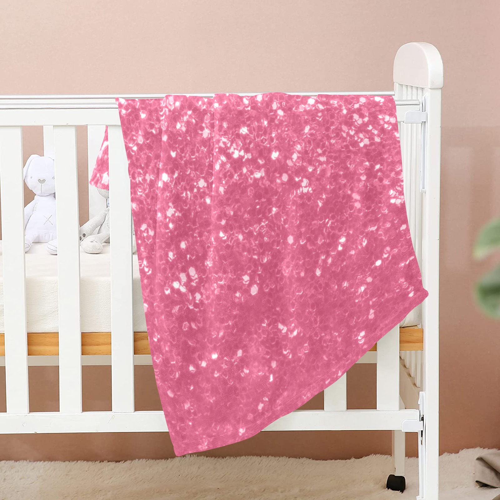 Magenta light pink red faux sparkles glitter Baby Blanket 30"x40"