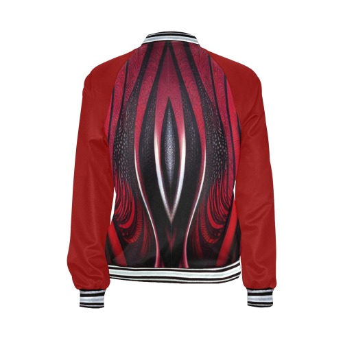 red and black circular pattern All Over Print Bomber Jacket for Women (Model H21)