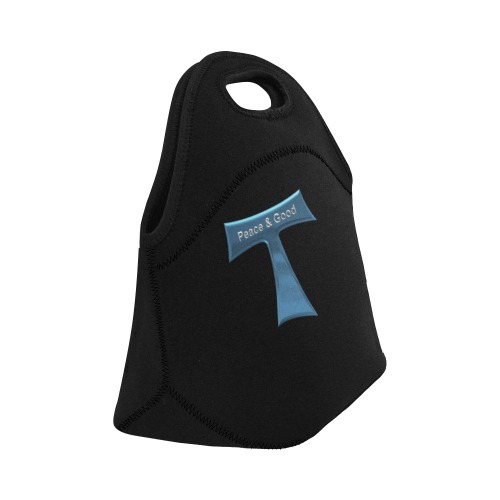 Franciscan Tau Cross Peace and Good  Blue Metallic Neoprene Lunch Bag/Small (Model 1669)