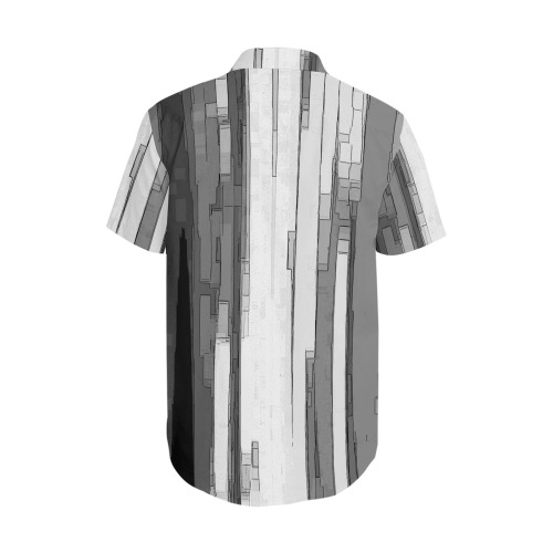 Greyscale Abstract B&W Art Men's Short Sleeve Shirt with Lapel Collar (Model T54)