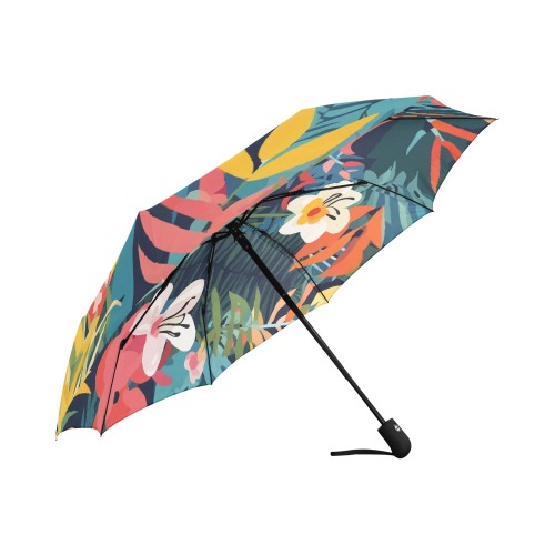 Stylish art of colorful tropical flowers, plants. Auto-Foldable Umbrella (Model U04)