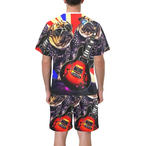 HEAVY ROCK PUG 3 Men's Short Pajama Set