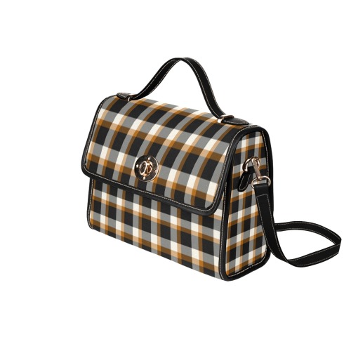 Classic Plaid (Tan) Waterproof Canvas Bag-Black (All Over Print) (Model 1641)