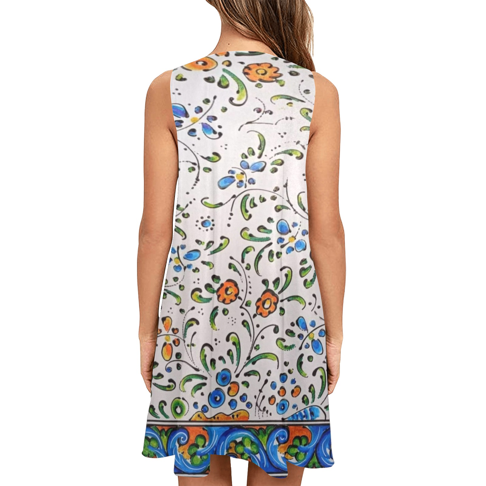 Floral Sleeveless A-Line Pocket Dress (Model D57)