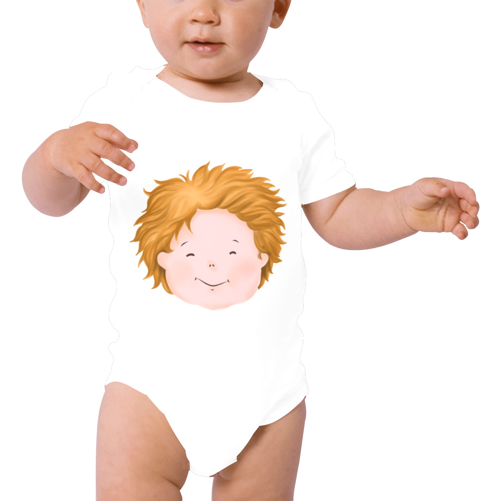 Cute boy- Baby Powder Organic Short Sleeve One Piece (Model T28)