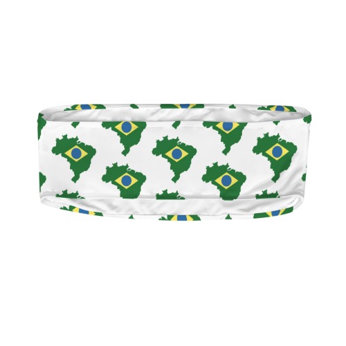 Brazil Map Flags Chest Wrap Bikini Top (Model S36)