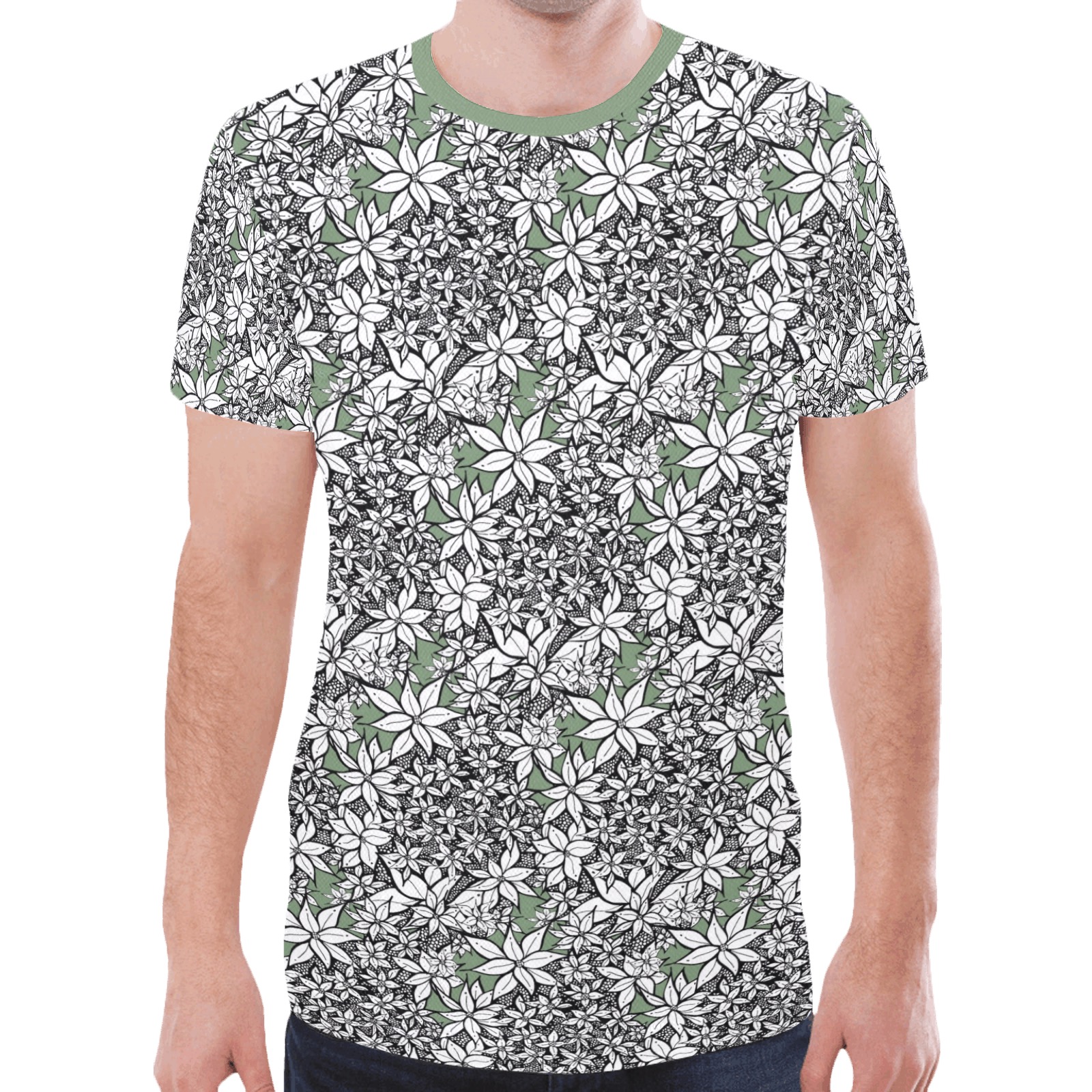 Petals in the Wind Green New All Over Print T-shirt for Men (Model T45)