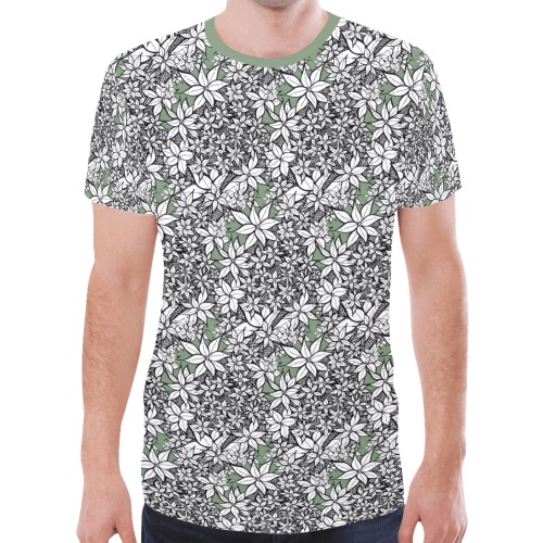 Petals in the Wind Green New All Over Print T-shirt for Men (Model T45)