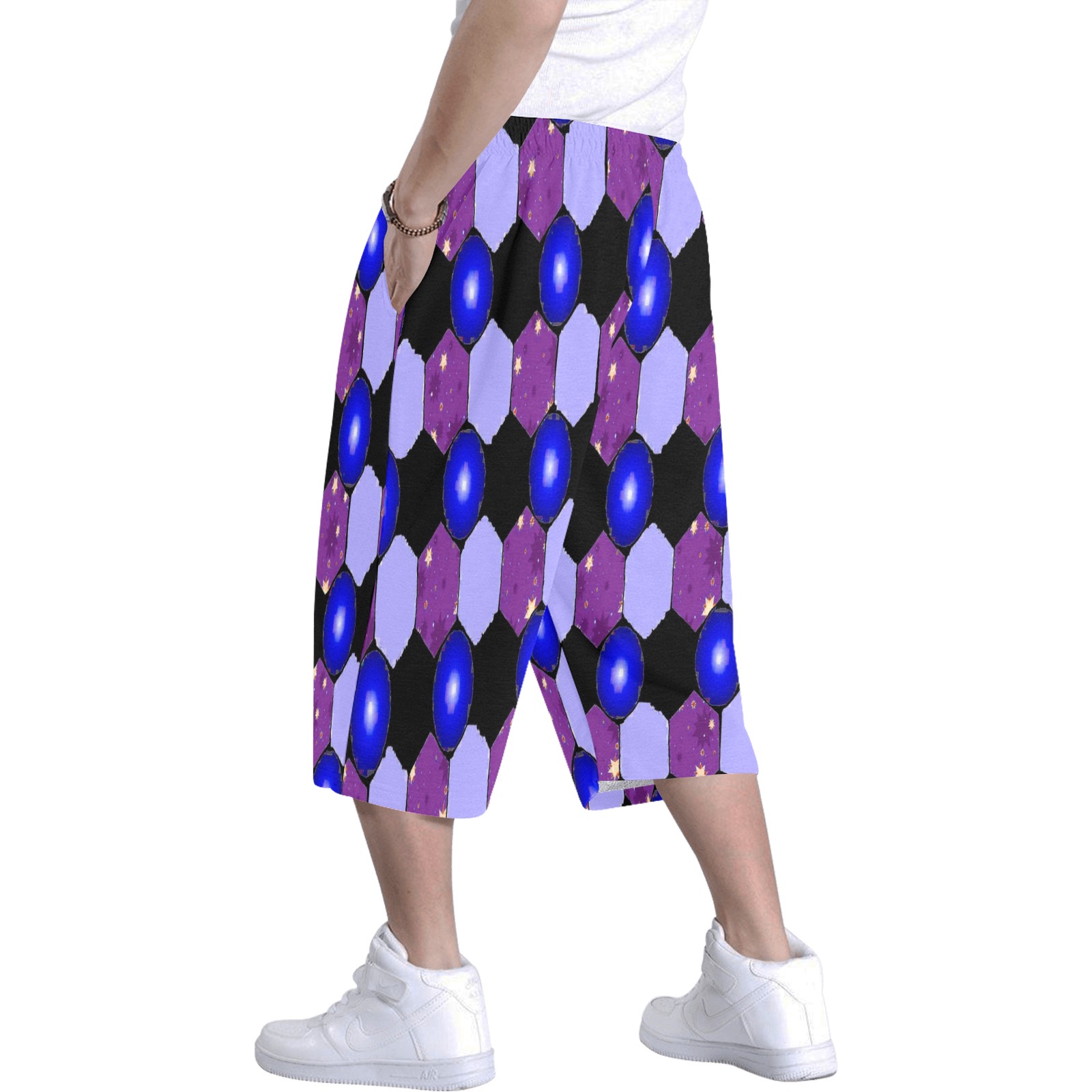 space grid world Men's All Over Print Baggy Shorts (Model L37)