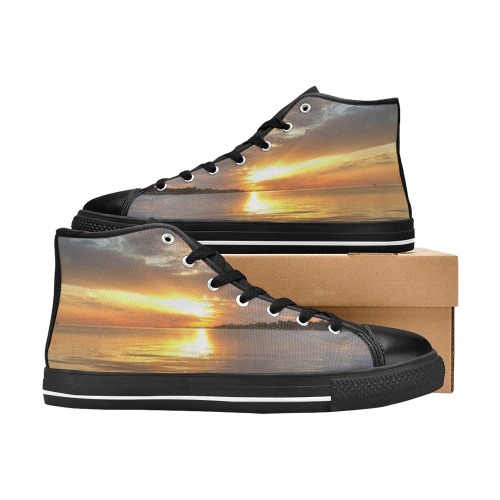 Pier Sunset Collection Women's Classic High Top Canvas Shoes (Model 017)
