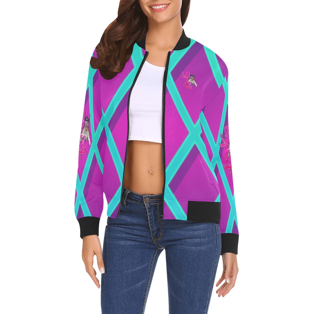 Session Collectable Fly All Over Print Bomber Jacket for Women (Model H19)