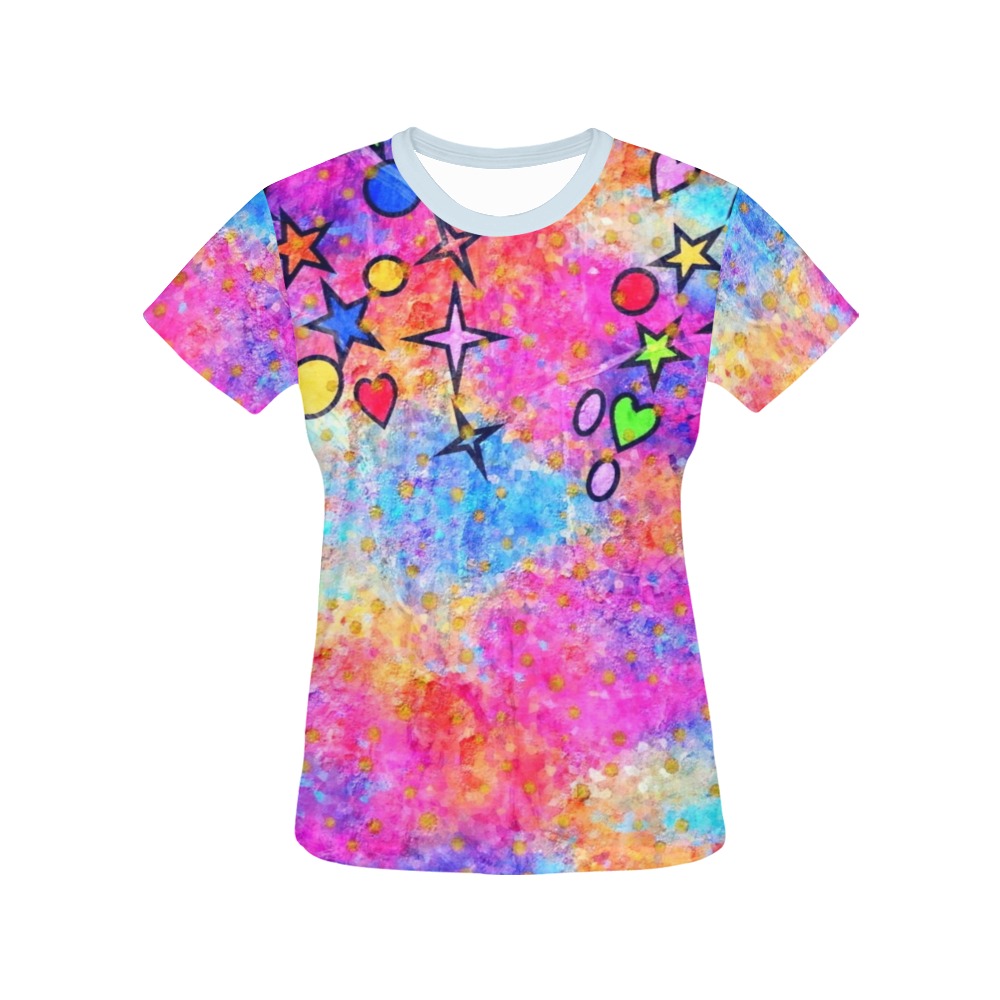 Color Stars Pop Art by Nico Bielow All Over Print T-Shirt for Women (USA Size) (Model T40)