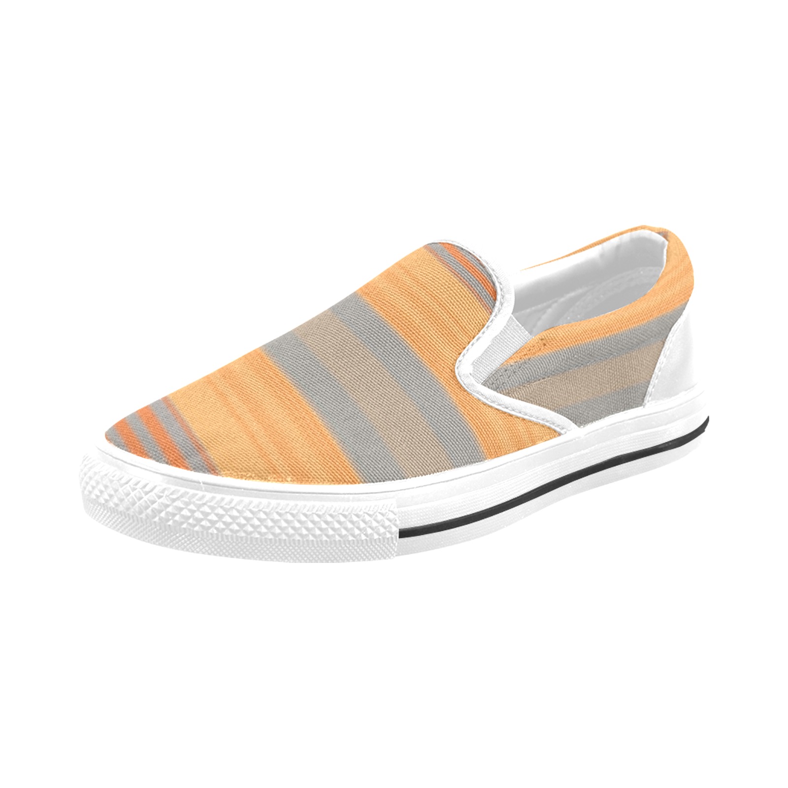 Yellow Orange Blue Stripe Pattern Men's Slip-on Canvas Shoes (Model 019)