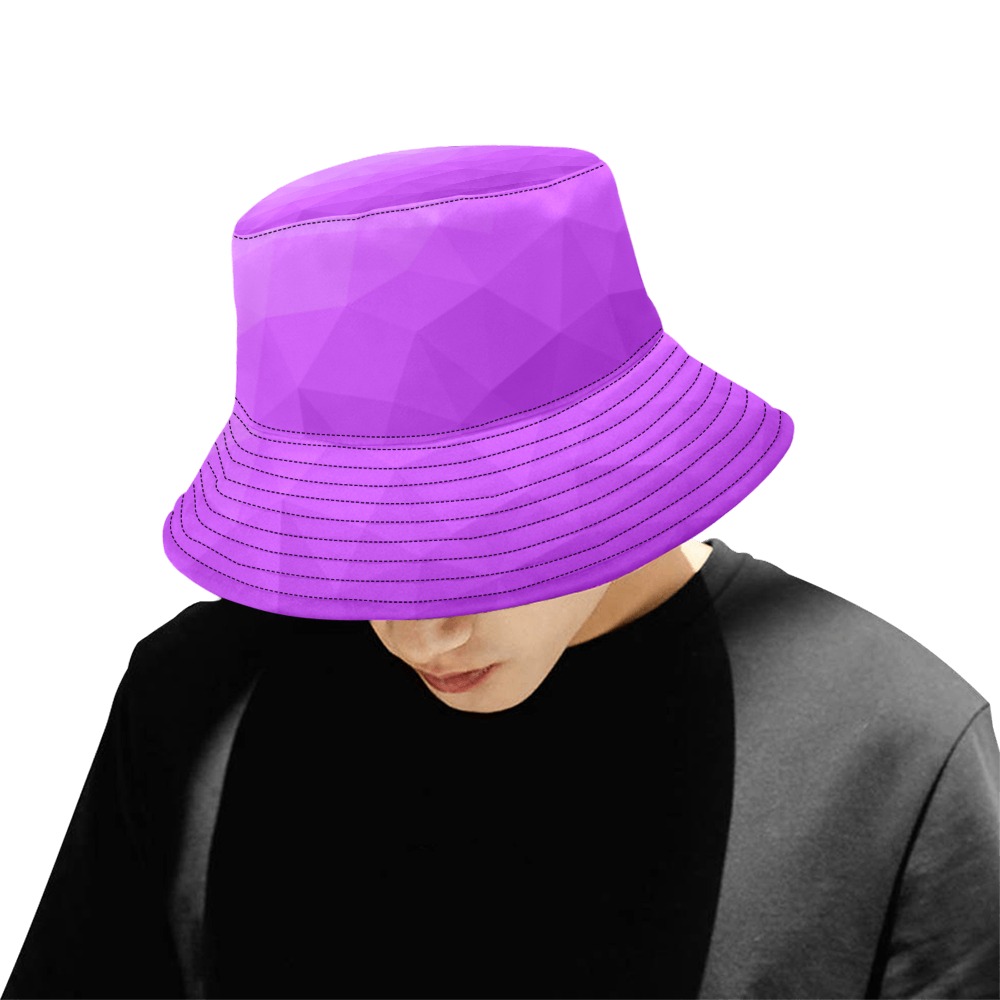 Purple gradient geometric mesh pattern All Over Print Bucket Hat for Men