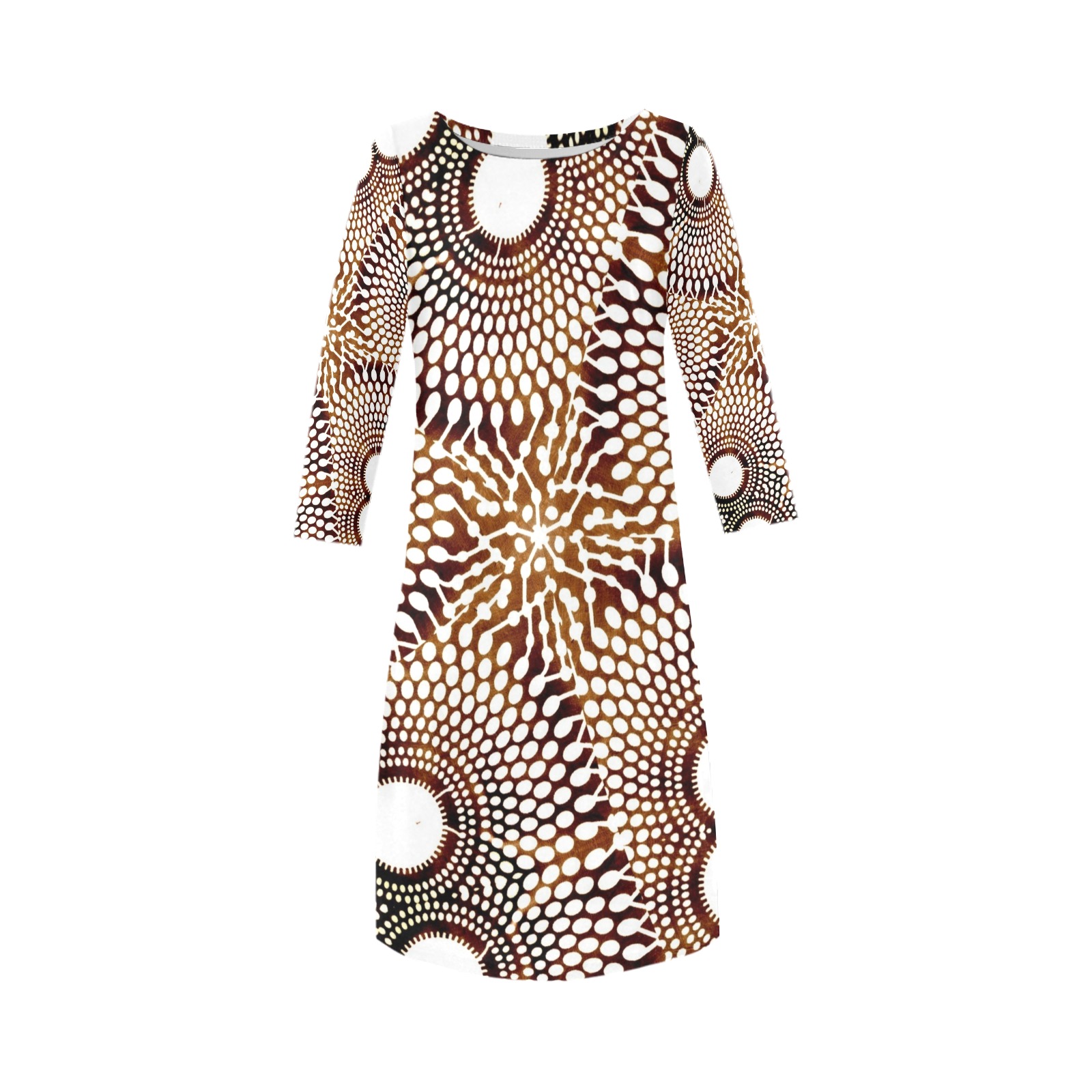 AFRICAN PRINT PATTERN 4 Rhea Loose Round Neck Dress(Model D22)
