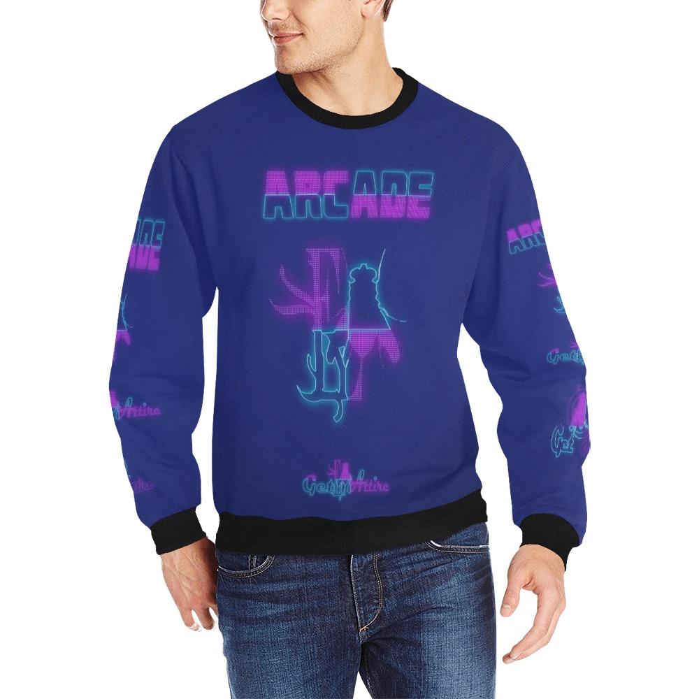 Arcade Collectable Fly Men's Rib Cuff Crew Neck Sweatshirt (Model H34)