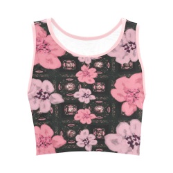 Summertime-Pink Floral Women's Crop Top (Model T42)